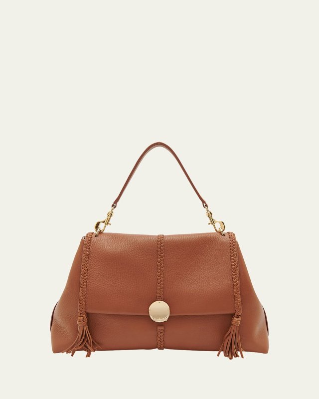 Penelope Large Top-Handle Bag in Smooth Grained Leather